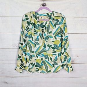 Banana Republic Botanical Split Neck Blouse